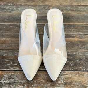 Lulus Clear and Cream Pointed Toe Heels